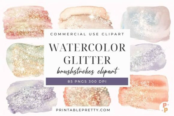 Download Watercolor Glitter Brush Strokes PNG - Brush Collection
