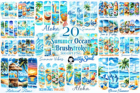 Download Summer Ocean Brush Strokes Clipart - Brush Collection